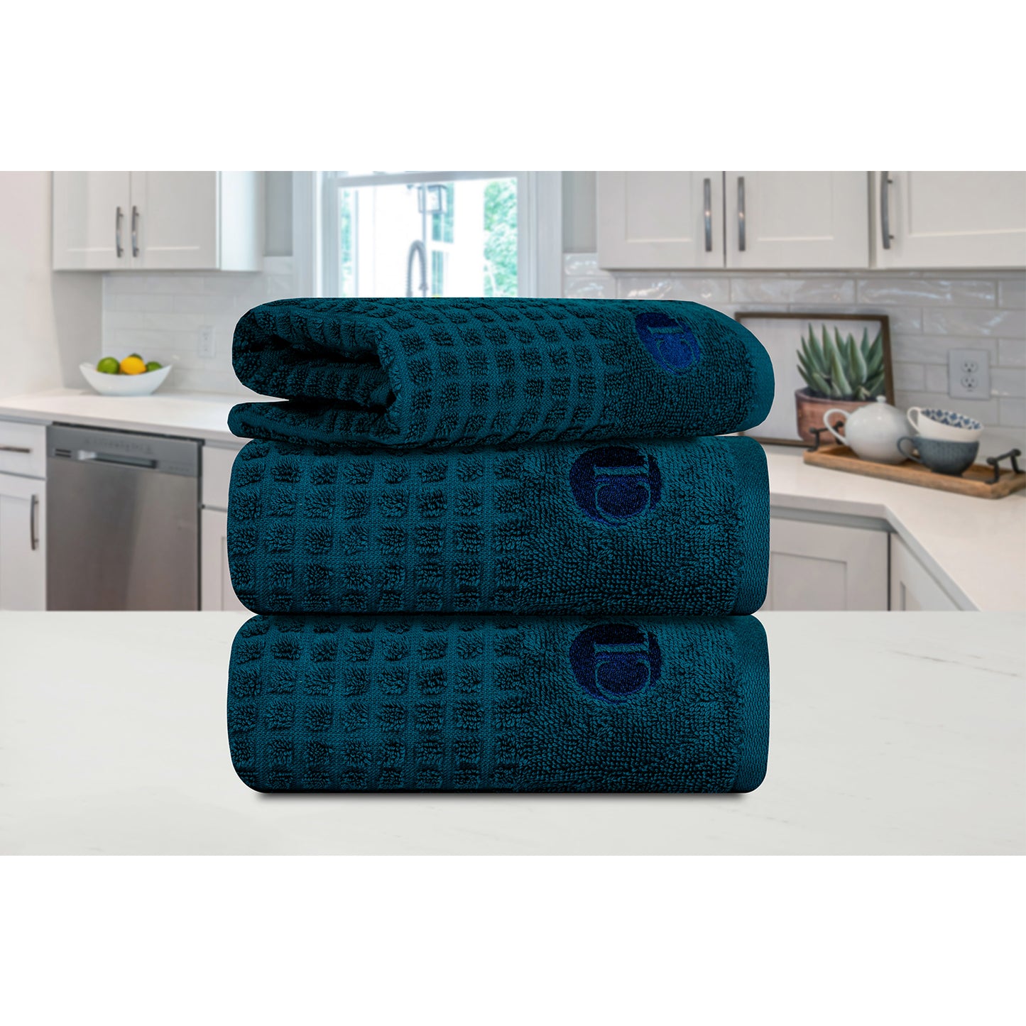 Designer Green Kitchen Towel 400 GSM Pack of 3 Kitchen Towels