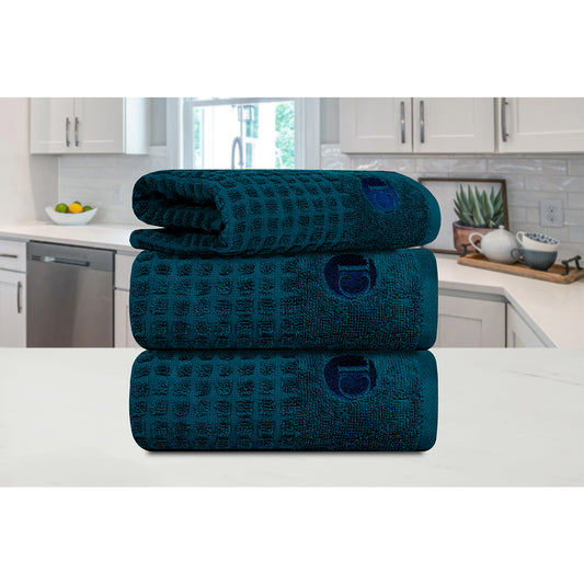 Designer Green Kitchen Towel 400 GSM Pack of 3 Kitchen Towels