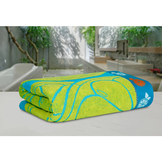 Lemon Fruit Pattern Yellow Bath Sheet 450 GSM Pack of 1 Bath Sheet