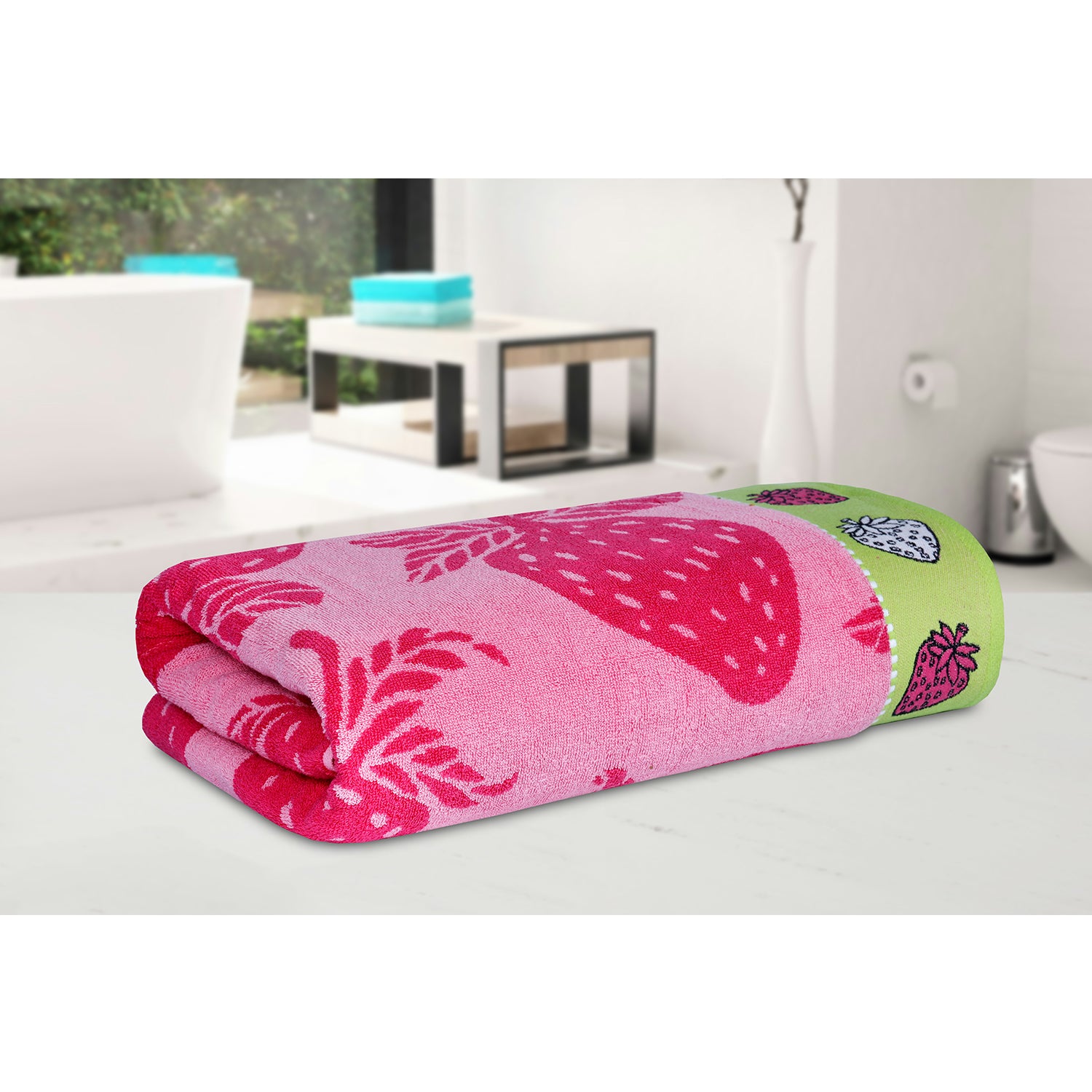 Straberry Pattern Fruit Bath Sheet 450 GSM Pack of 1 Bath Sheet