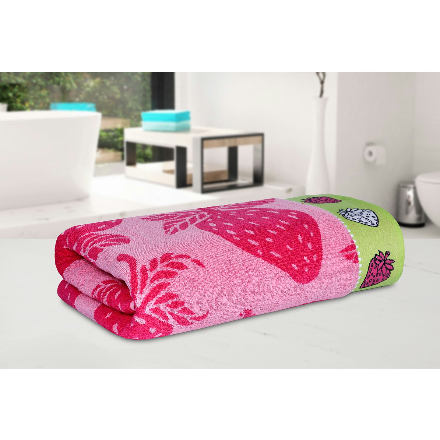 Straberry Pattern Fruit Bath Sheet 450 GSM Pack of 1 Bath Sheet