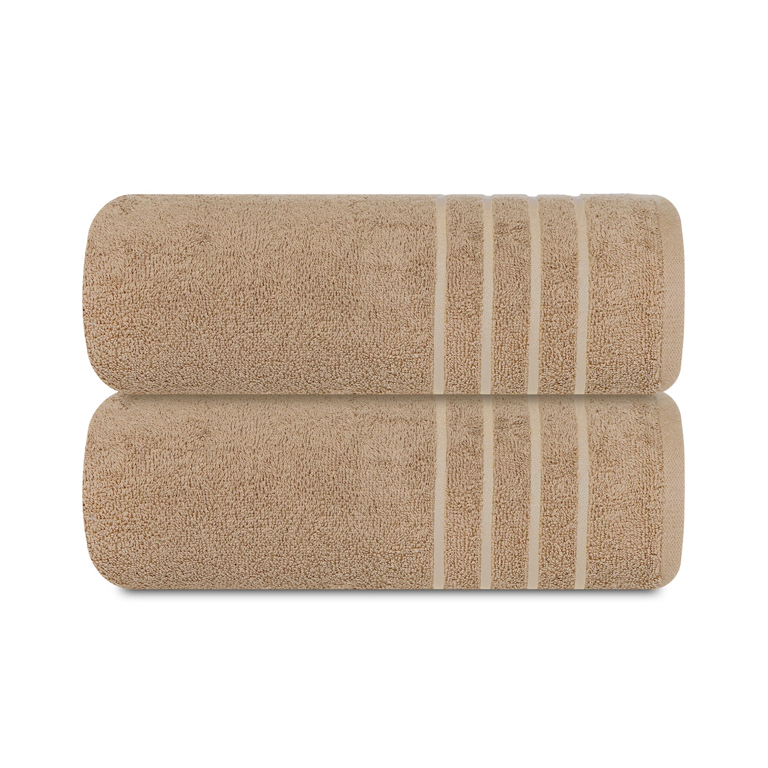 Gold Polly Border Taupe Bath Towel 400 GSM Pack of 2 Bath Towels
