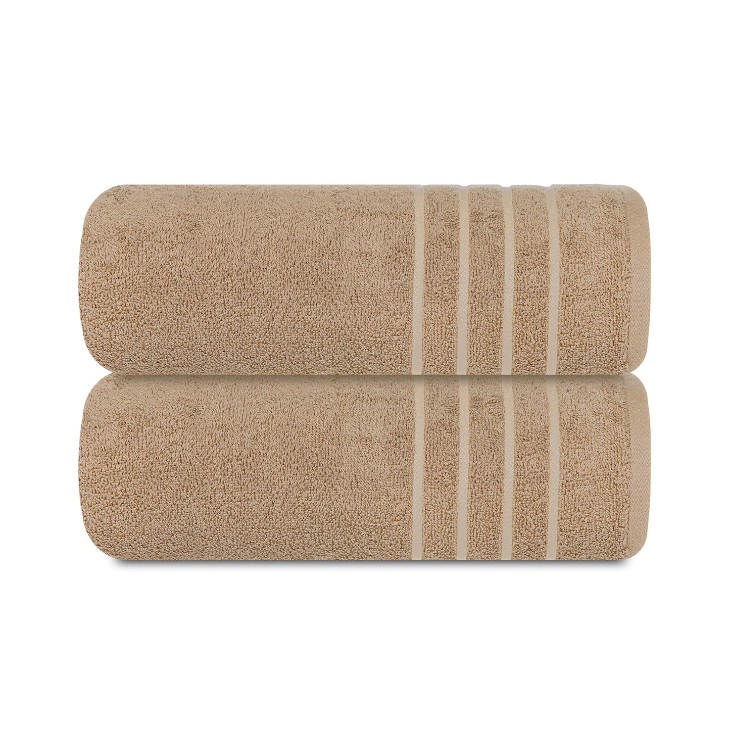 Gold Polly Border Taupe Bath Towel 400 GSM Pack of 2 Bath Towels