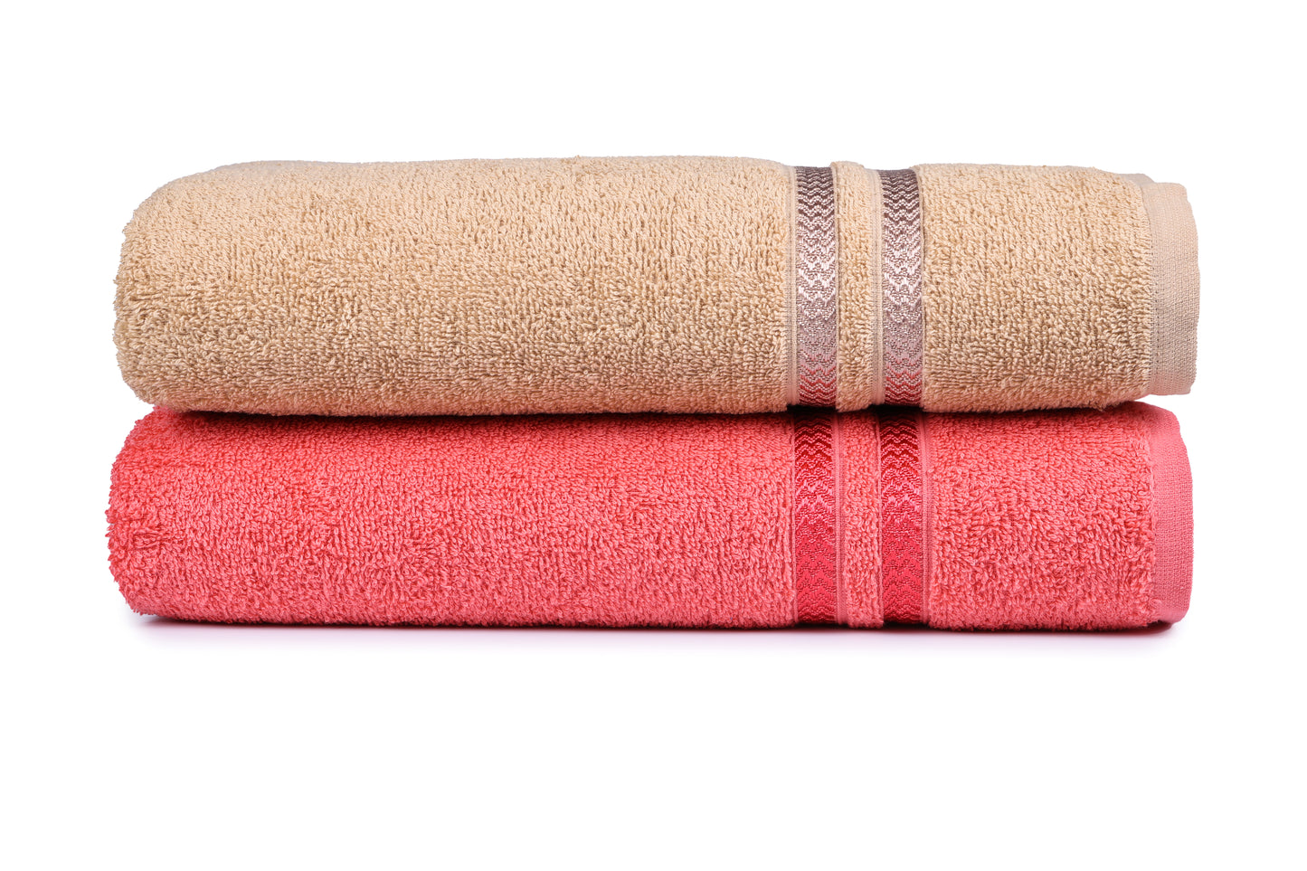 GSM 380 Tan & Coral Bath Towel
