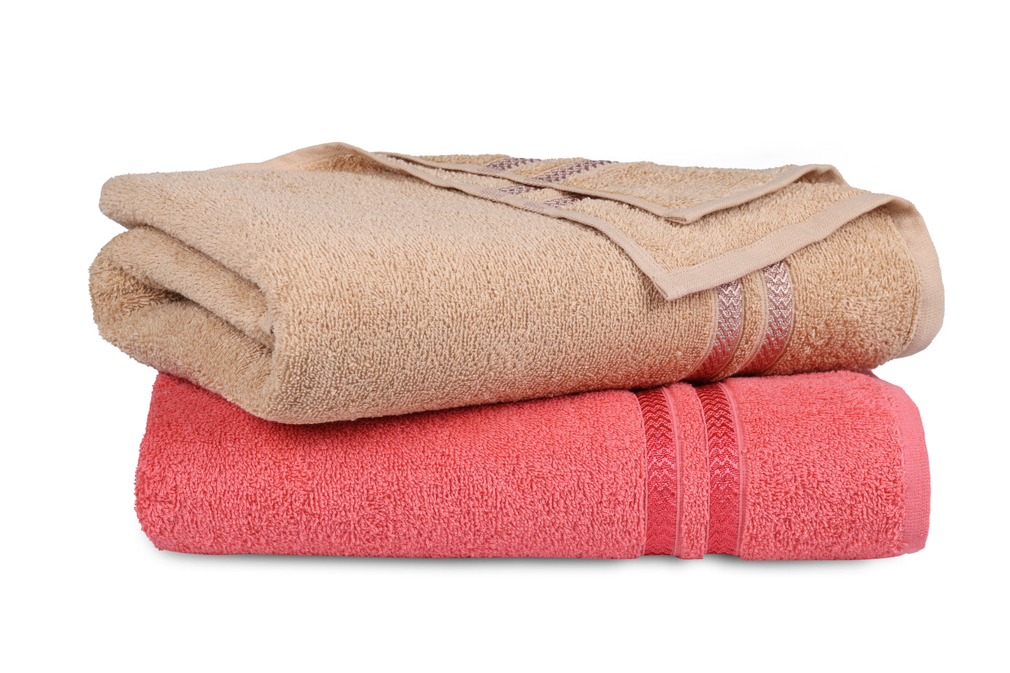 GSM 380 Tan & Coral Bath Towel