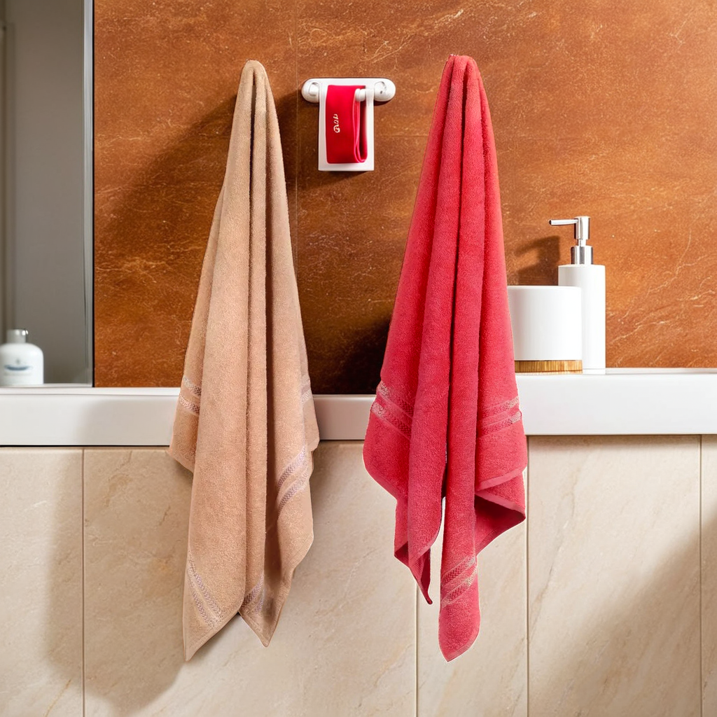 GSM 380 Tan & Coral Bath Towel