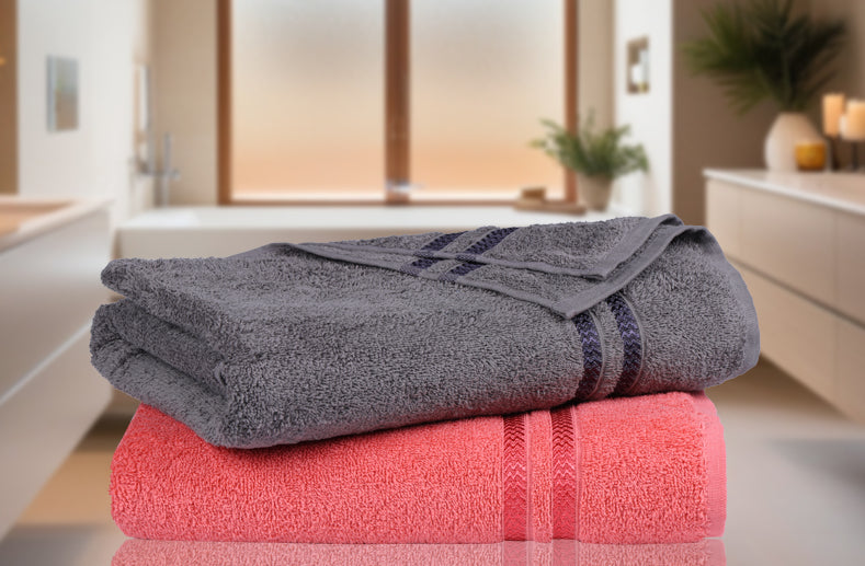 GSM 380 Charcoal & Coral Bath Towel