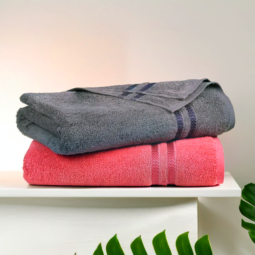 GSM 380 Charcoal & Coral Bath Towel