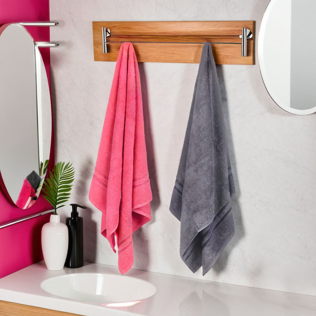 GSM 380 Charcoal & Coral Bath Towel