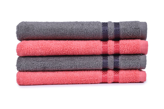 GSM 380 Coral & Charcoal Hand Towel