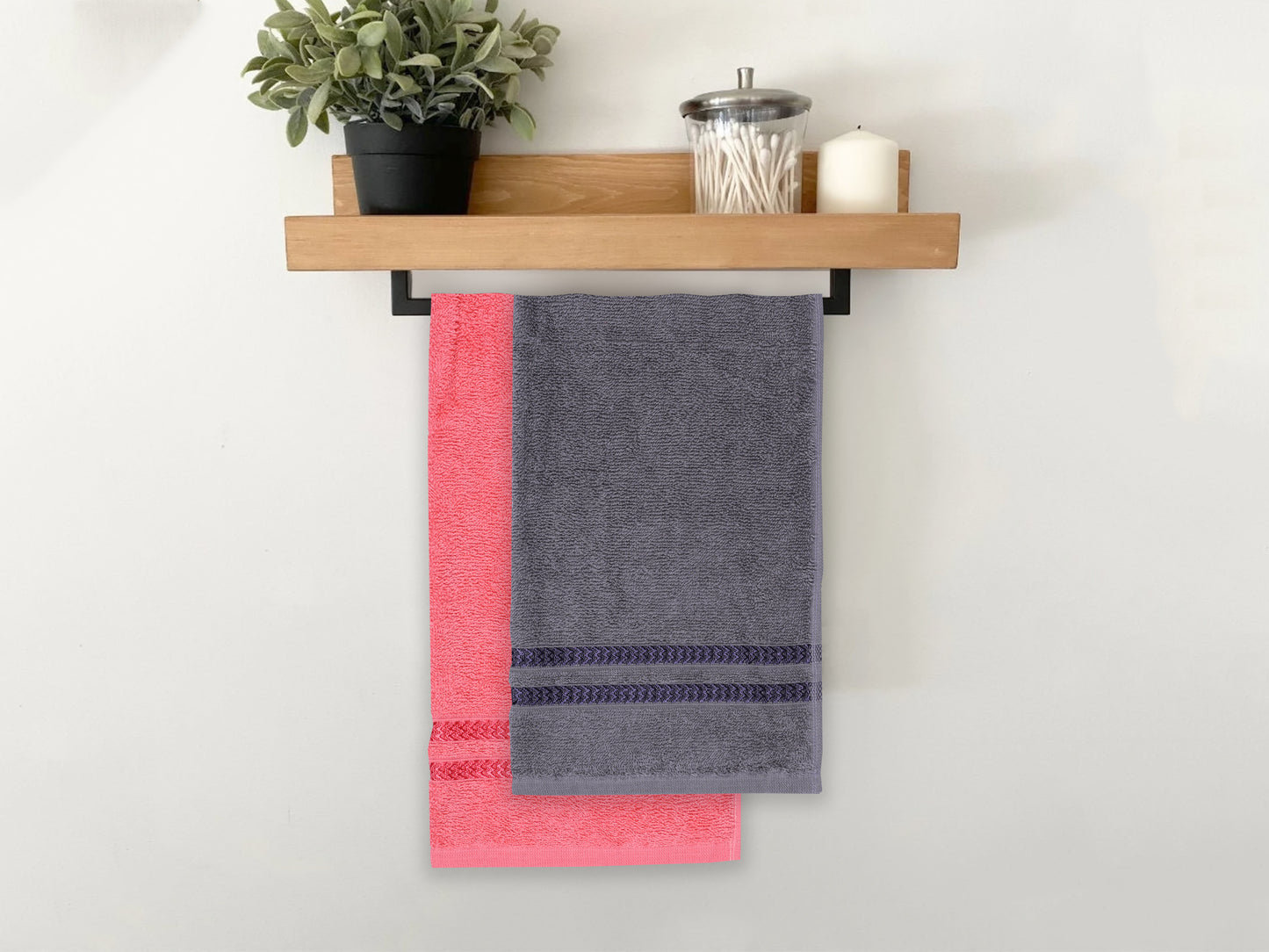 GSM 380 Coral & Charcoal Hand Towel