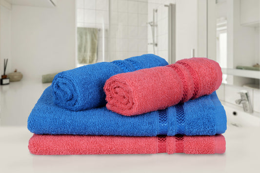 GSM 380 Coral & Navy Blue Hand Towel