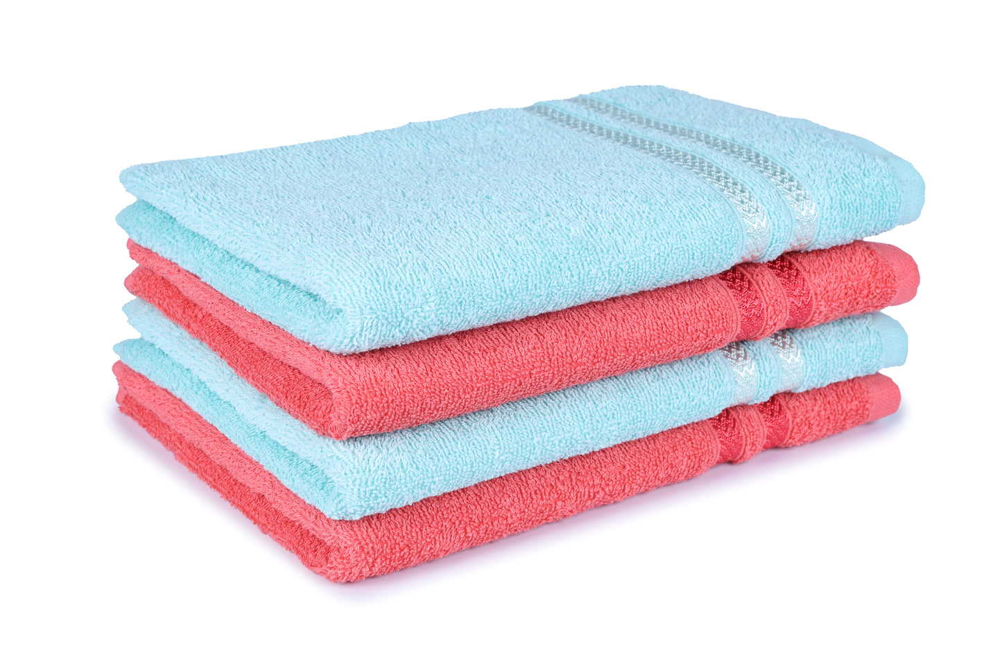 GSM 380 Coral & Sea Green Hand Towel