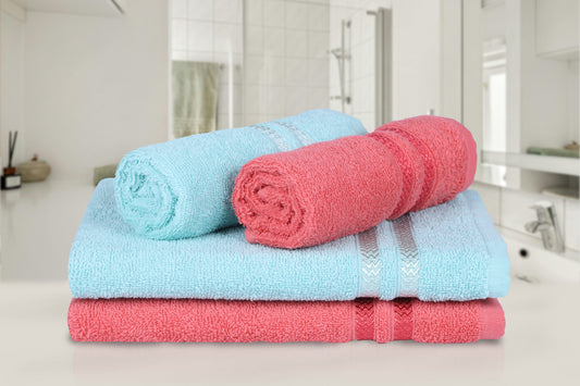 GSM 380 Coral & Sea Green Hand Towel