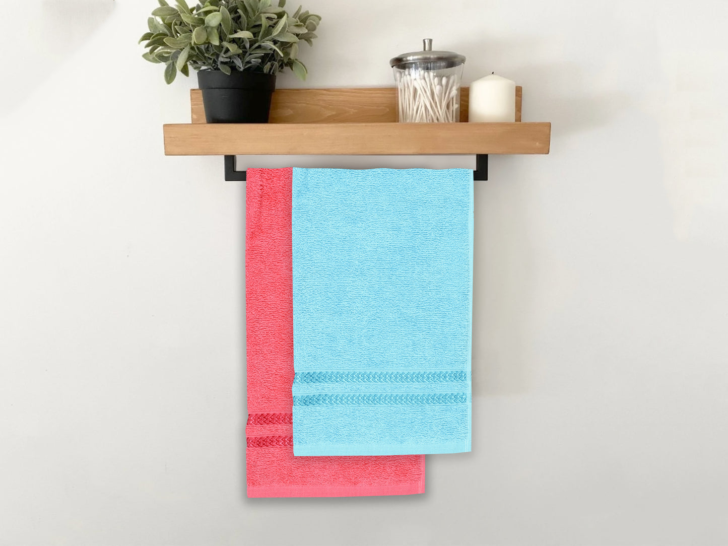 GSM 380 Coral & Sea Green Hand Towel
