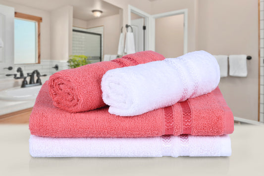 GSM 380 Coral & White Hand Towel
