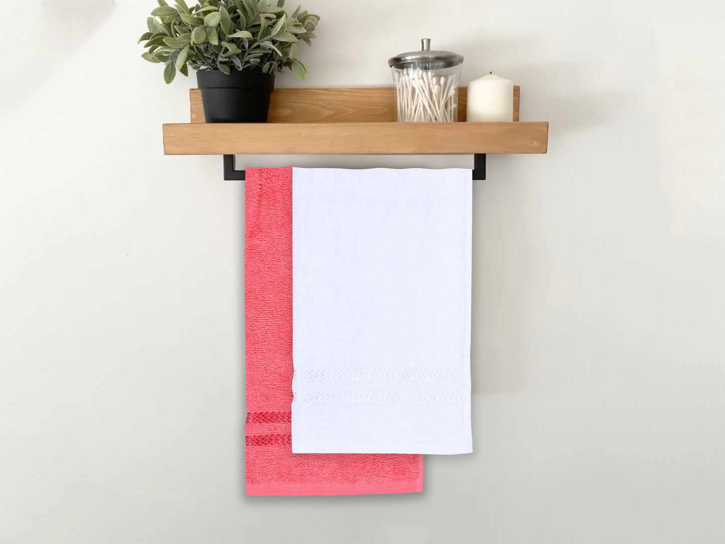 GSM 380 Coral & White Hand Towel