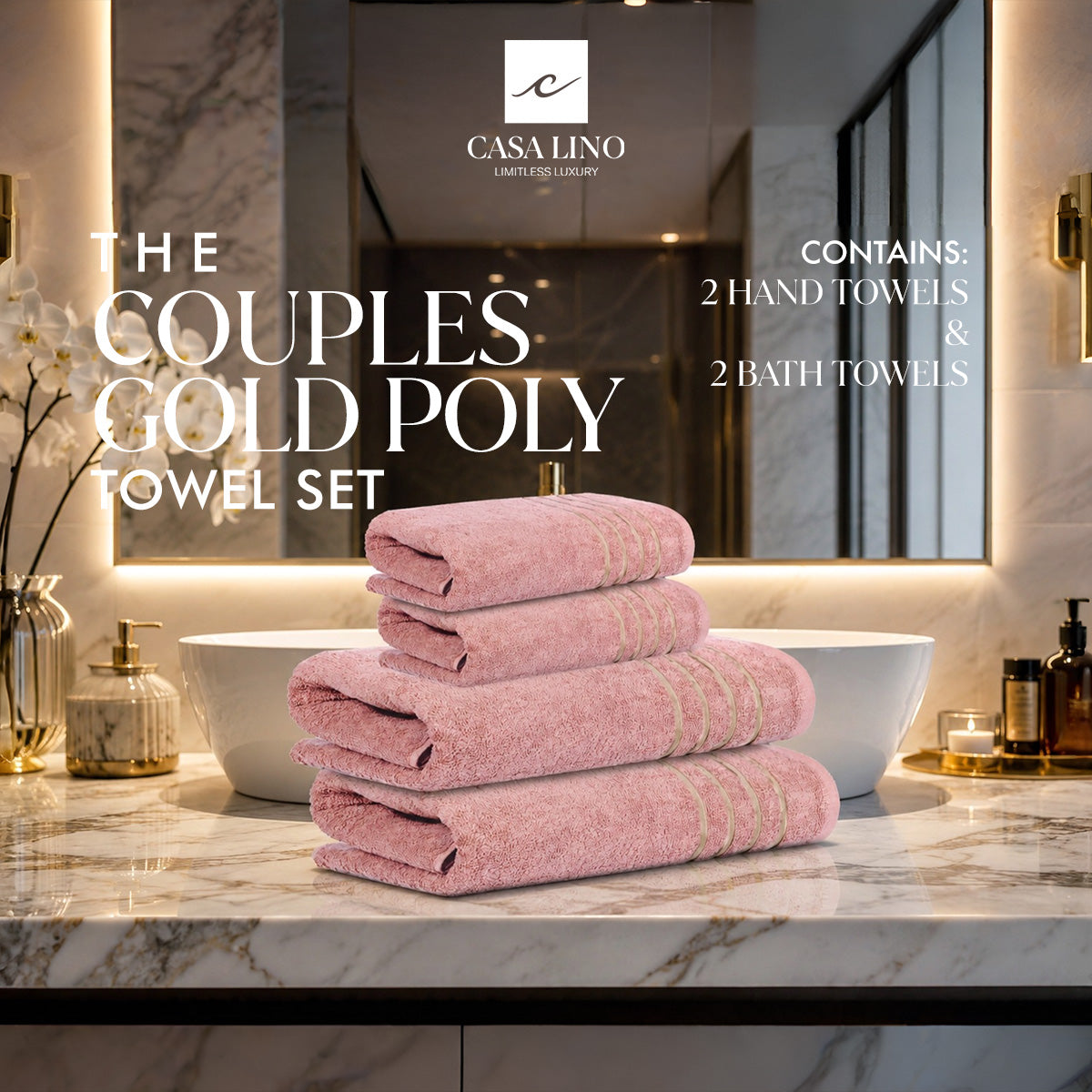 Couples Set (2 Bath Towel & 2 Hand Towels Set)
