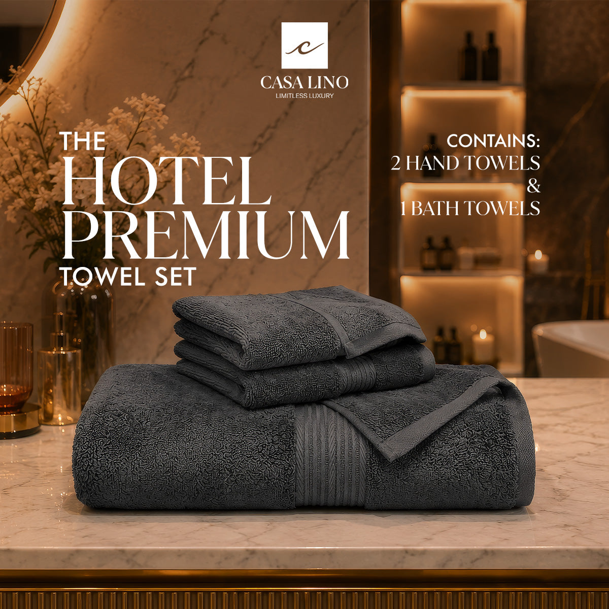 Hotel Premimum Set (2 Bath & 2 Hand Towel Set)