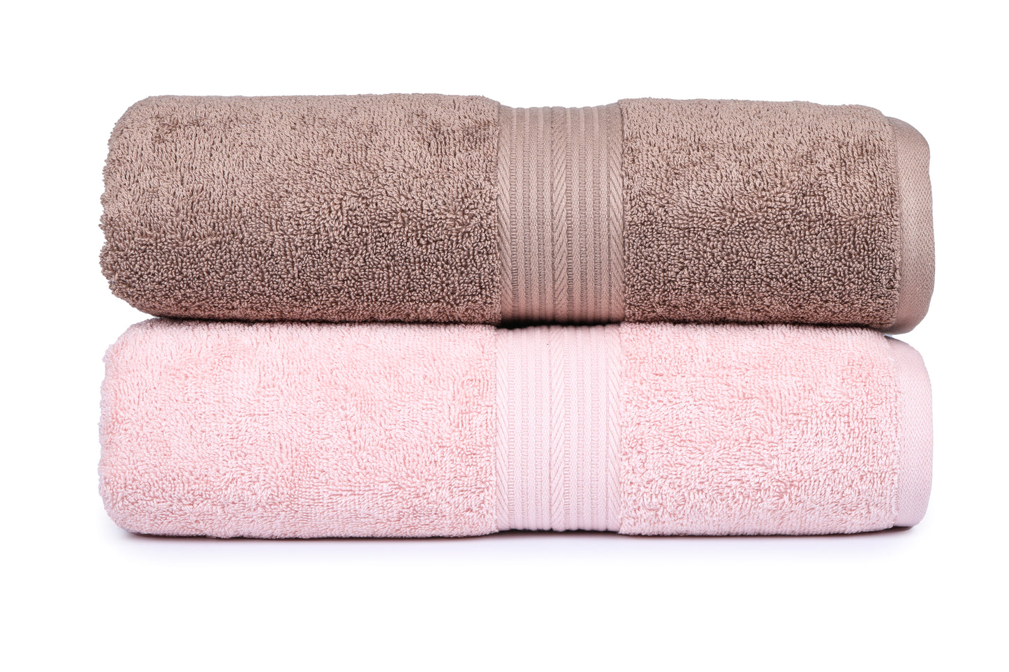 GSM 500 Sepia Brown  & Baby Pink Bath Towel