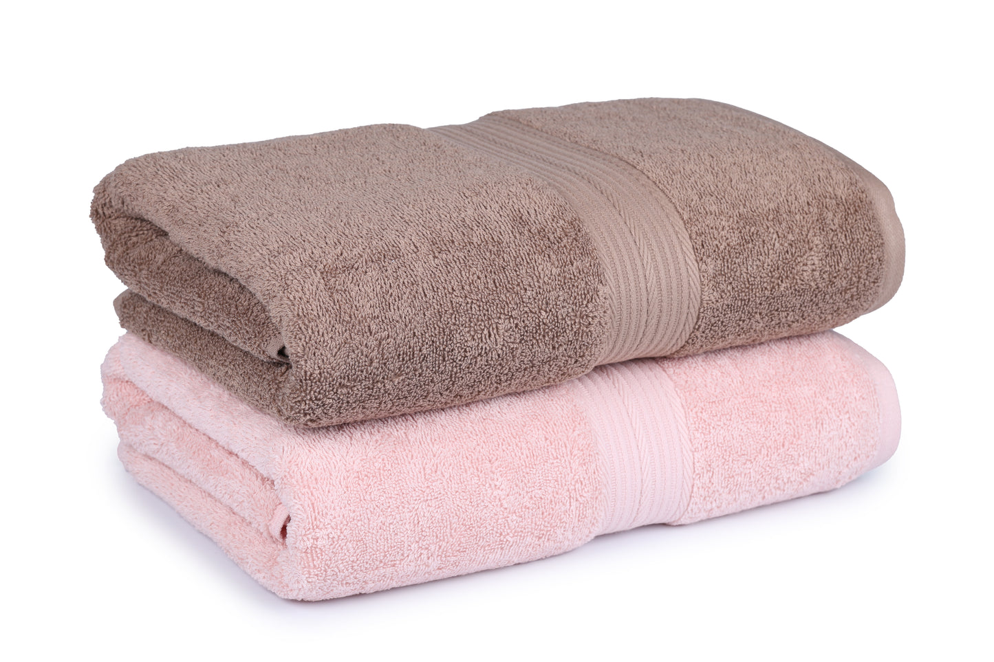 GSM 500 Sepia Brown  & Baby Pink Bath Towel
