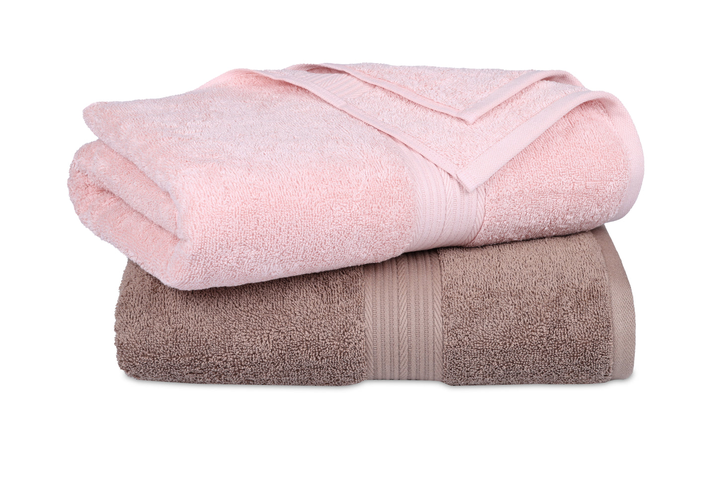 GSM 500 Sepia Brown  & Baby Pink Bath Towel
