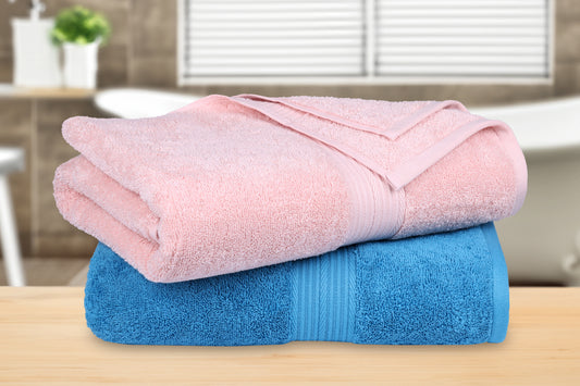 GSM 500 Baby Pink & Turquoise Blue Bath Towel