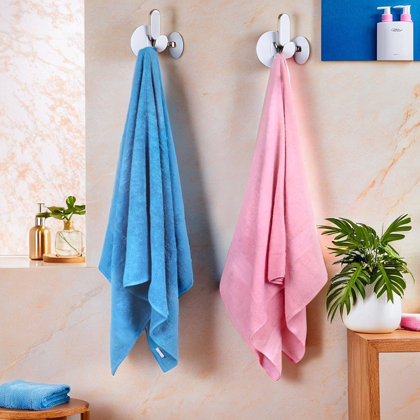 GSM 500 Baby Pink & Turquoise Blue Bath Towel