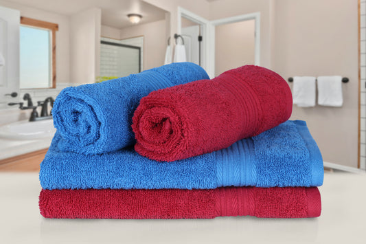 GSM 500 Iris Blue & Tango Red Hand Towel