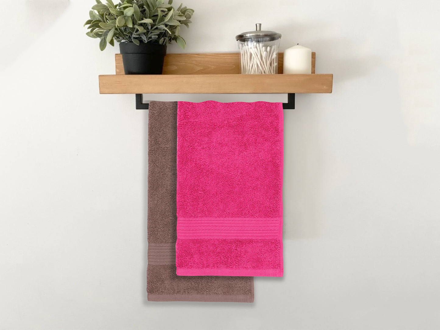 GSM 500 Sepia Brown & Paradise Pink Hand Towel