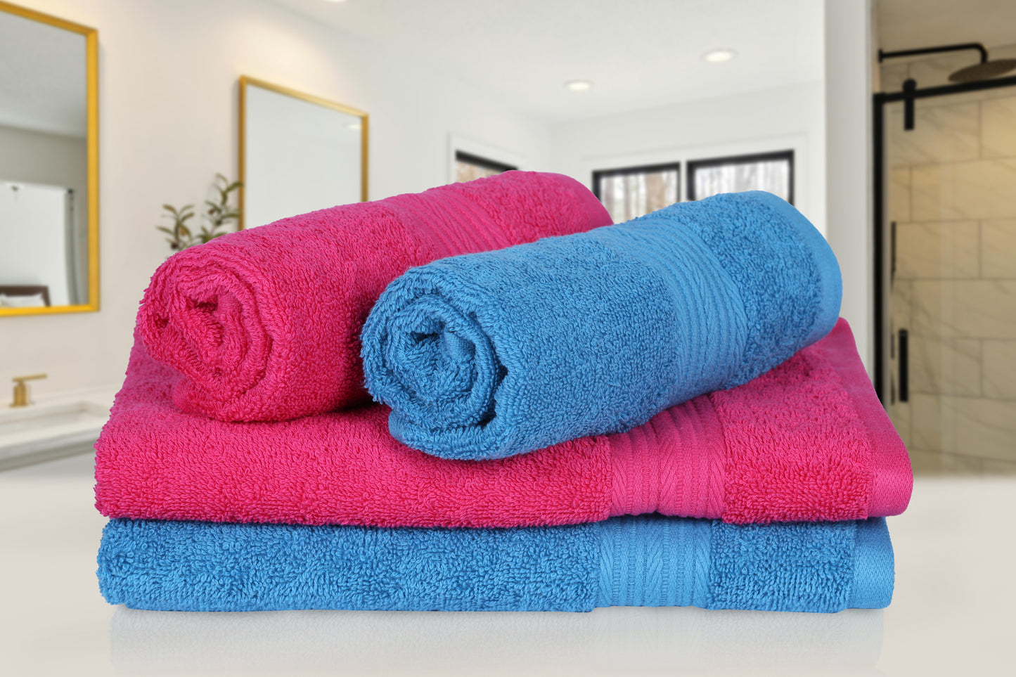 Turq & Paradise- 4  Hand Towel Set